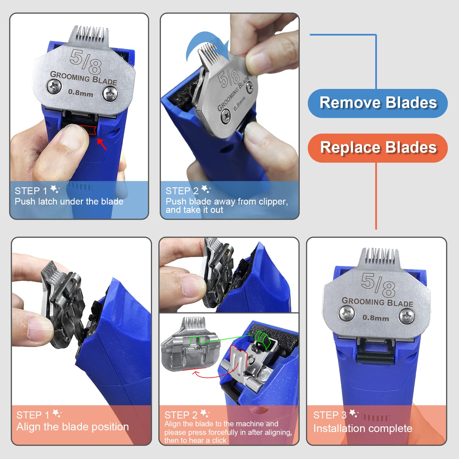 YAZIYIR blade packaging and quick-start instructions shown.