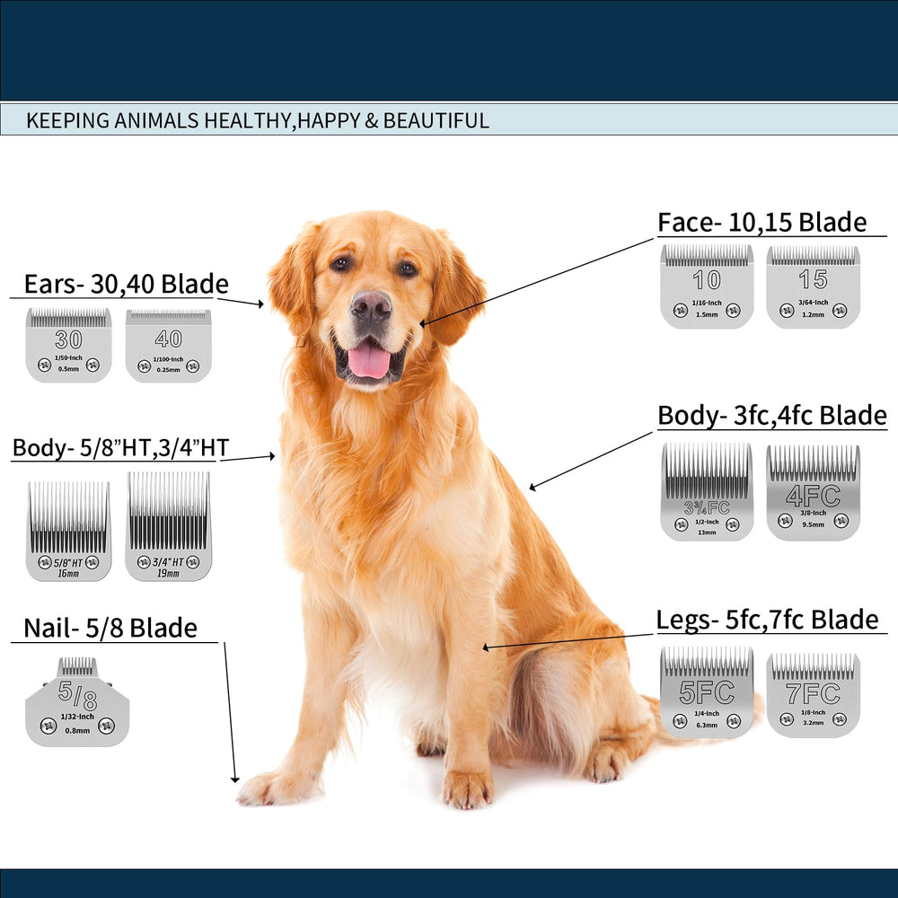 YAZIYIR dog grooming blade close-up highlights sharp edge for smooth trim.