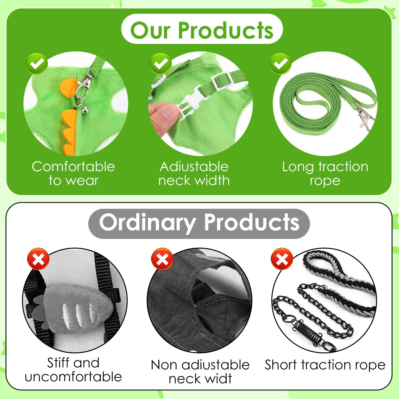 YBEATY small animal vest harness in green with adjustable fit for various pets.