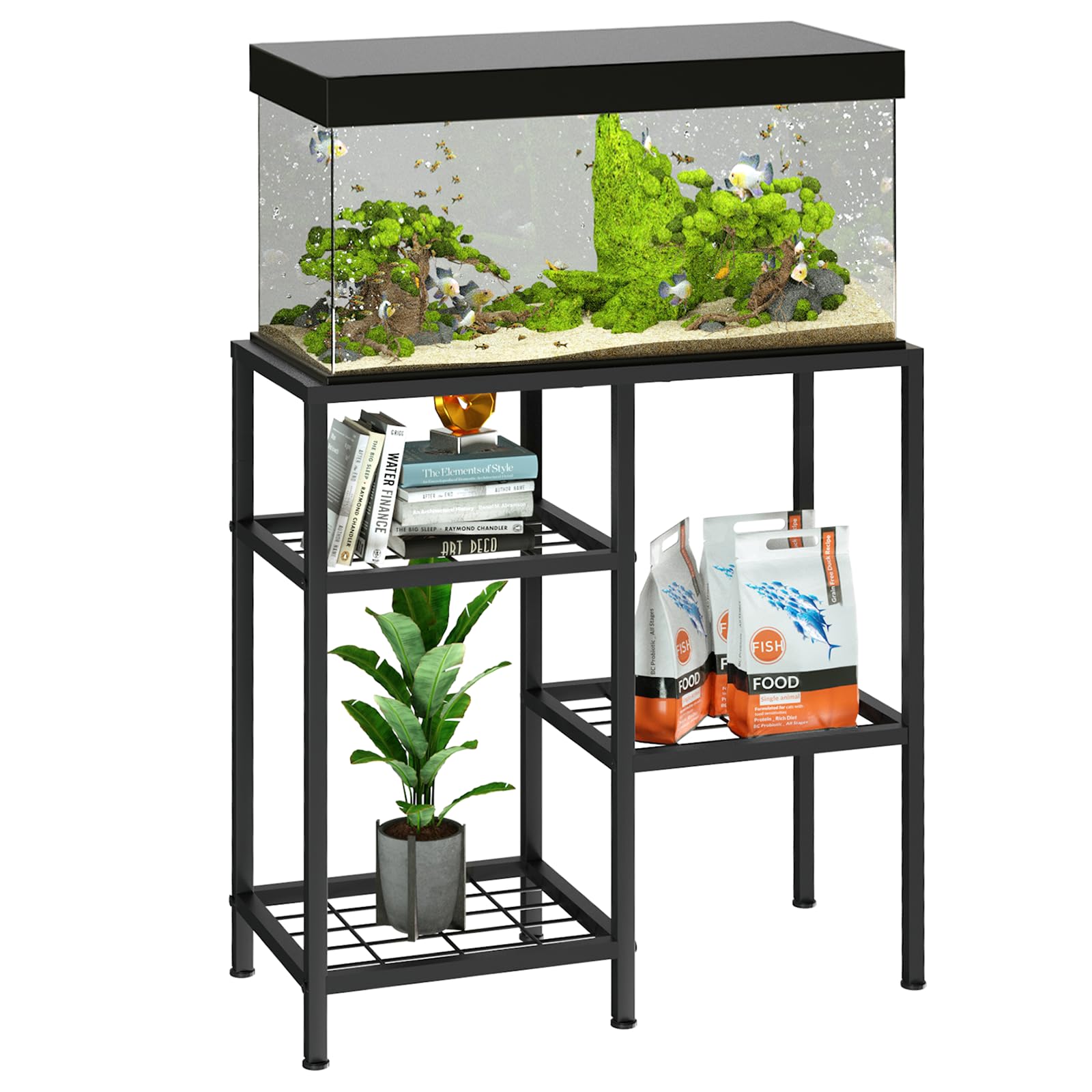 YBING fish tank stand side view shows sturdy construction for reliable stability