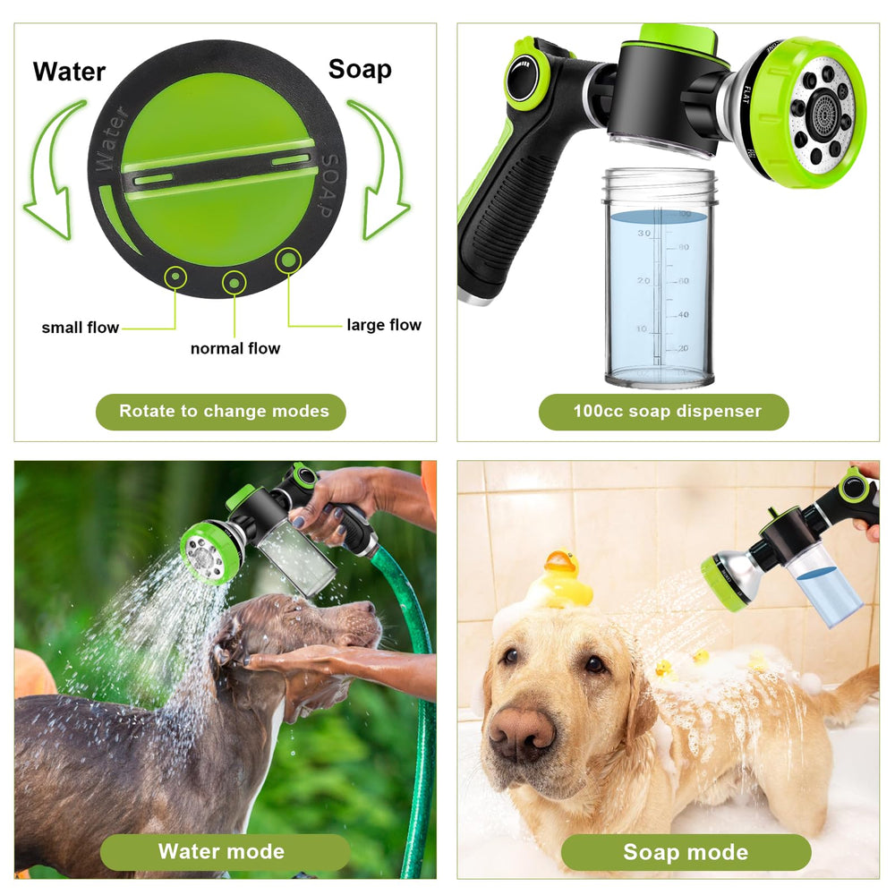 YCCOKJJ 8-in-1 nozzle with rotating head and varied spray patterns.