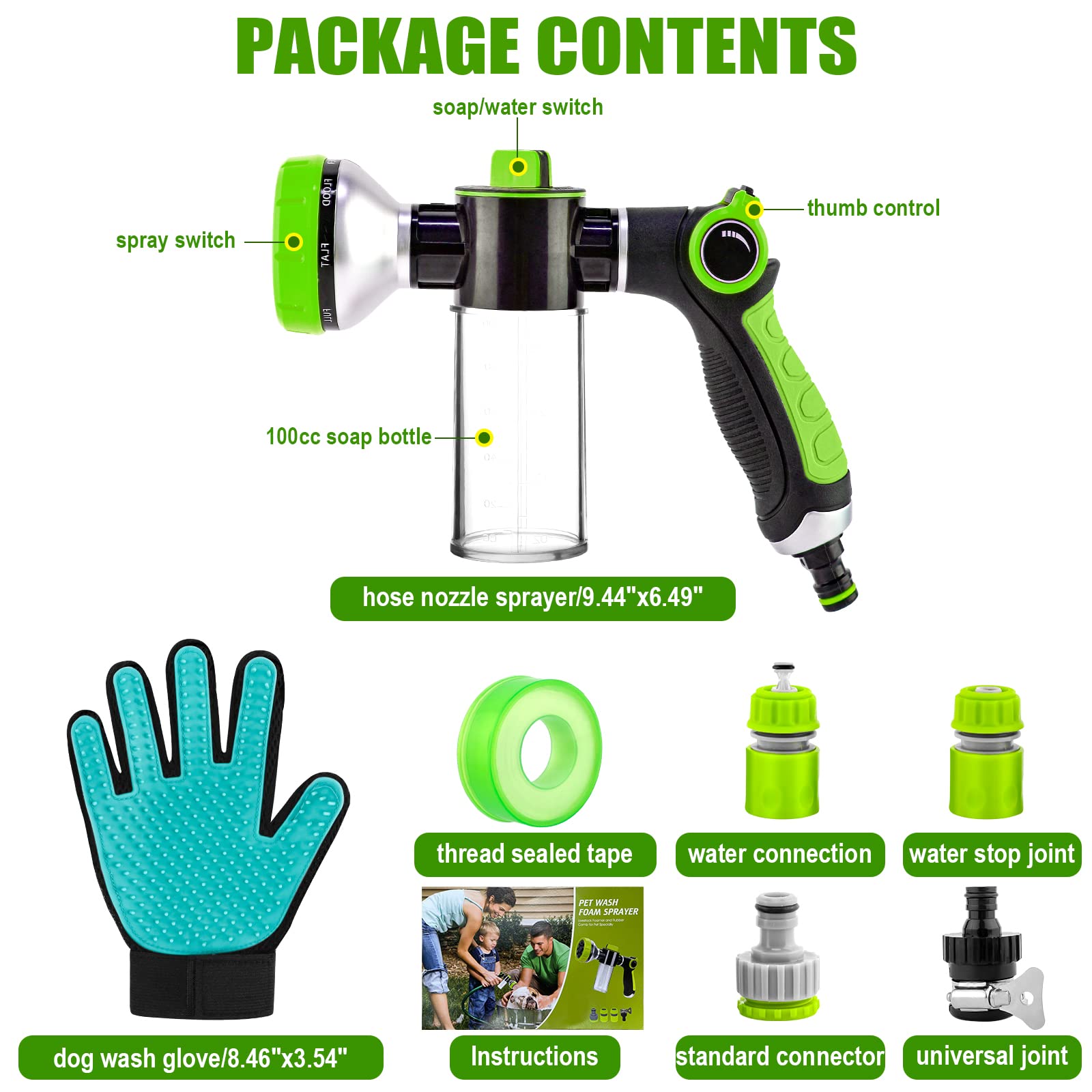 YCCOKJJ car-wash-use-sprayer demonstrates multi-task outdoor cleaning.