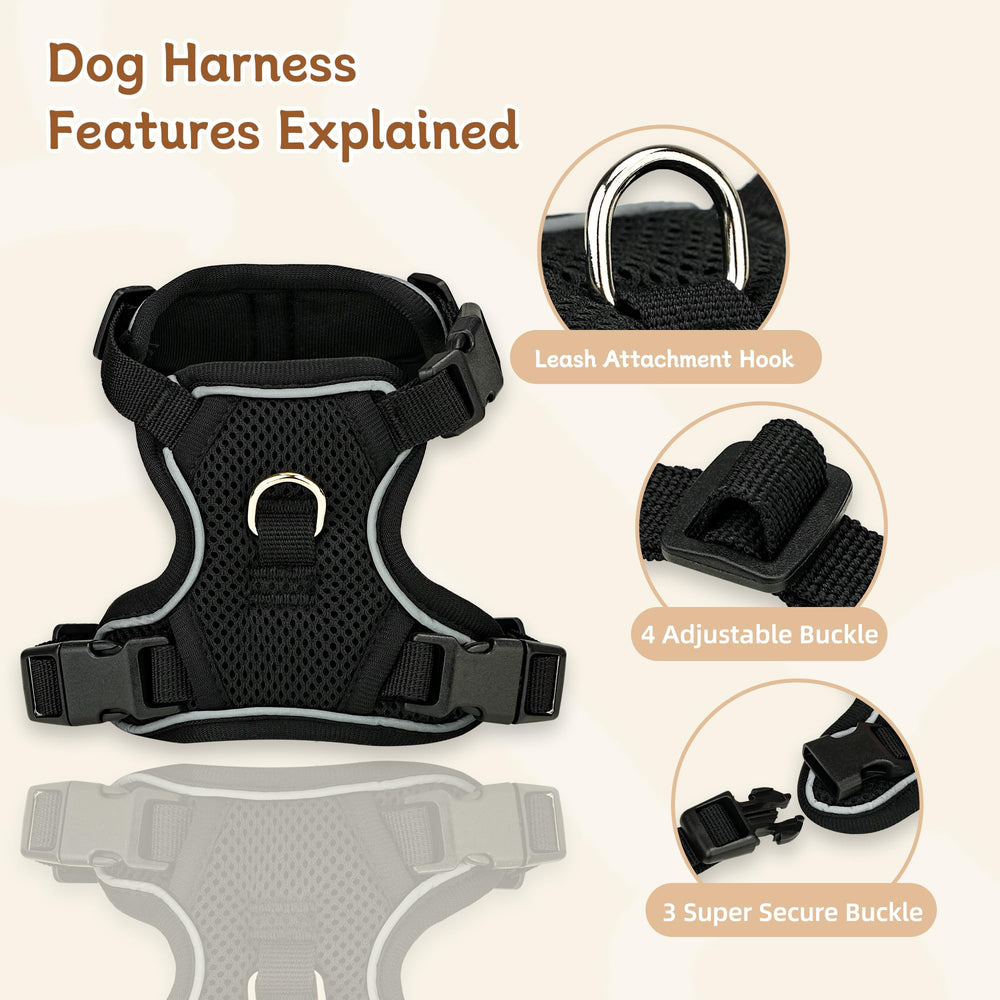 Ychpaw harness with neck and chest adjustment and four buckles for a secure fit