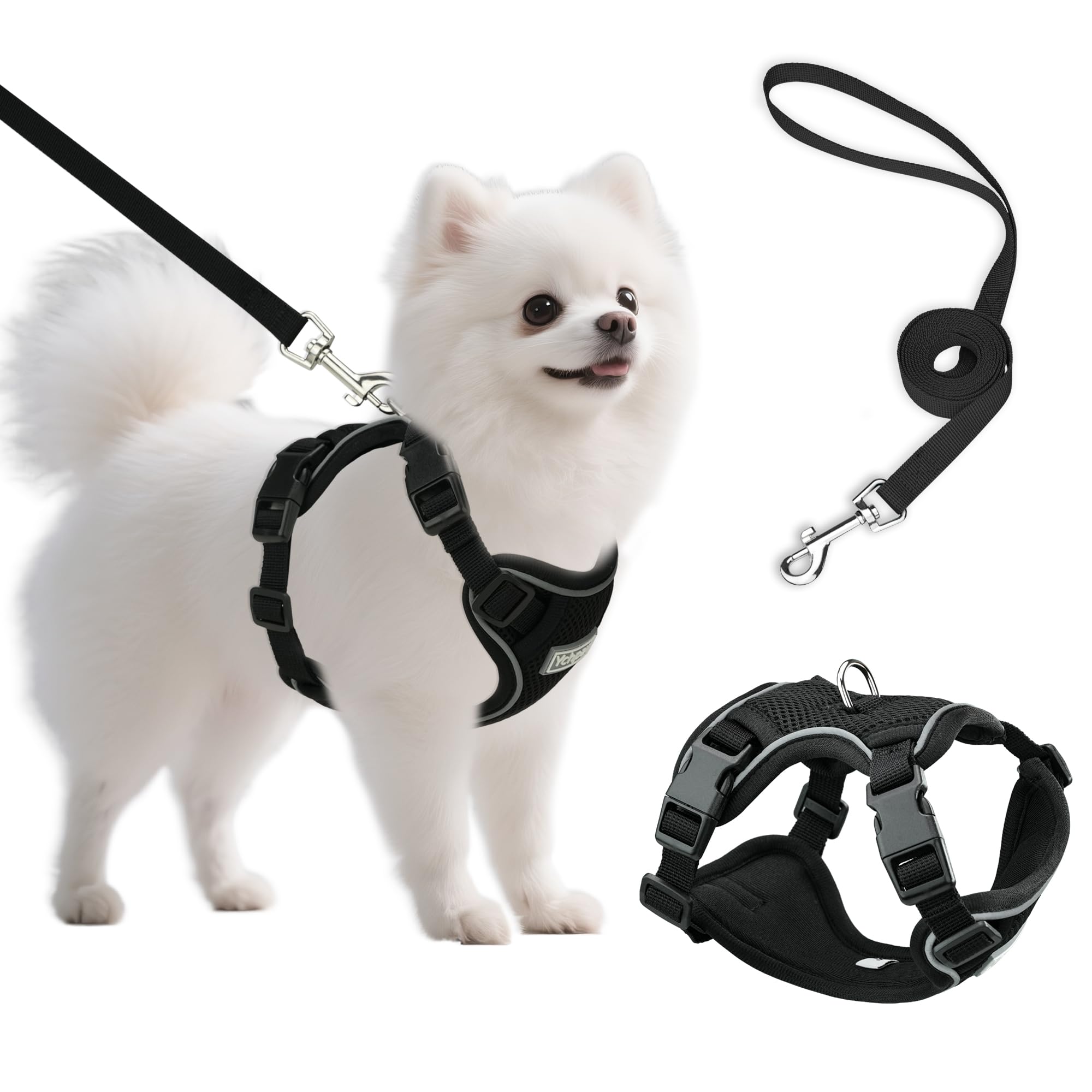 Ychpaw small dog harness and leash set on mesh vest for everyday walks