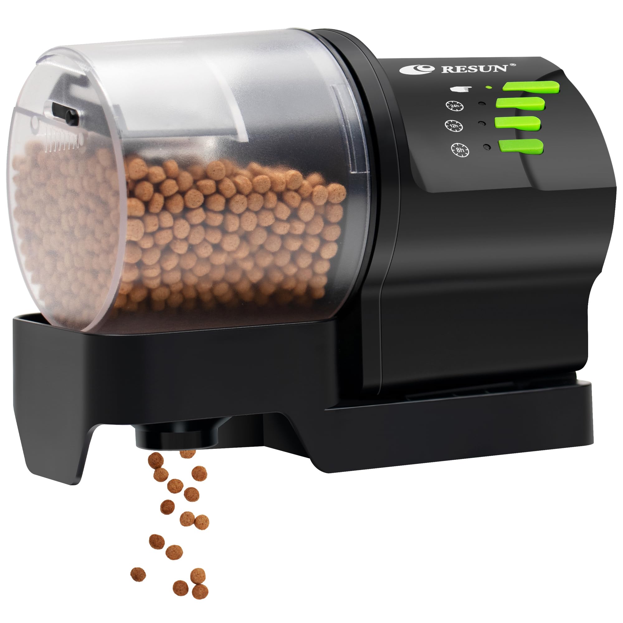 Ycozy automatic fish feeder front view showing compact design for easy feeding