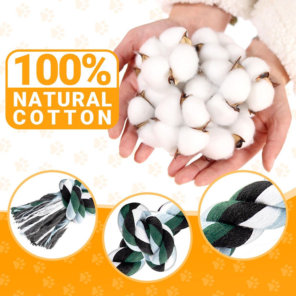 Ycozy XXL 6-Knot Rope Toy close-up shows multicolor cotton texture.