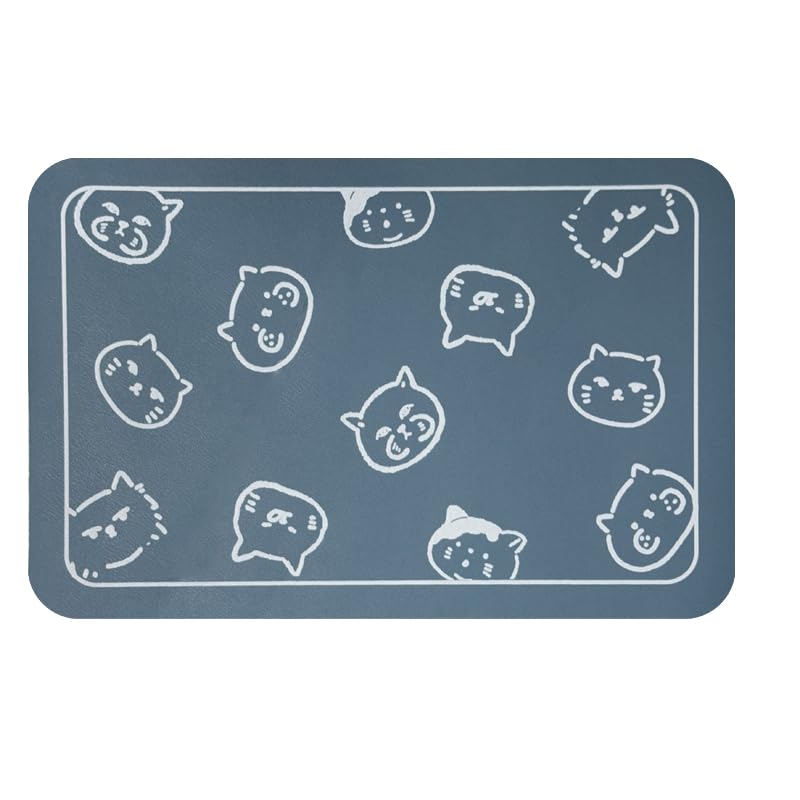 YCT cat food mat blue with non-slip surface to prevent spills during meals
