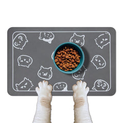 YCT Cat Food Mat with non-slip back keeps bowls stable and floors clean.