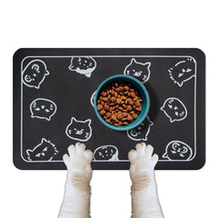 YCT cat food mat non-slip back keeps spills contained during meals.
