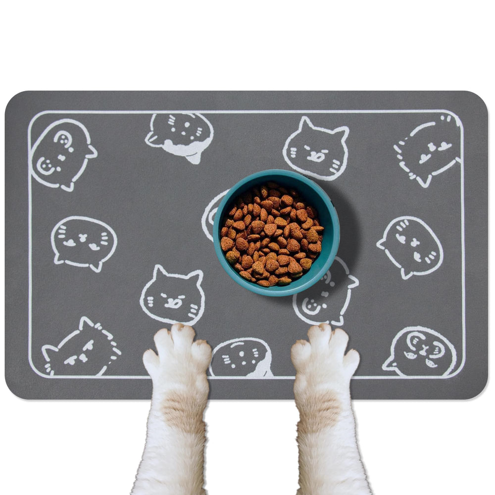 YCT cat-food-water-mat with nonslip back keeps bowls steady and floors dry