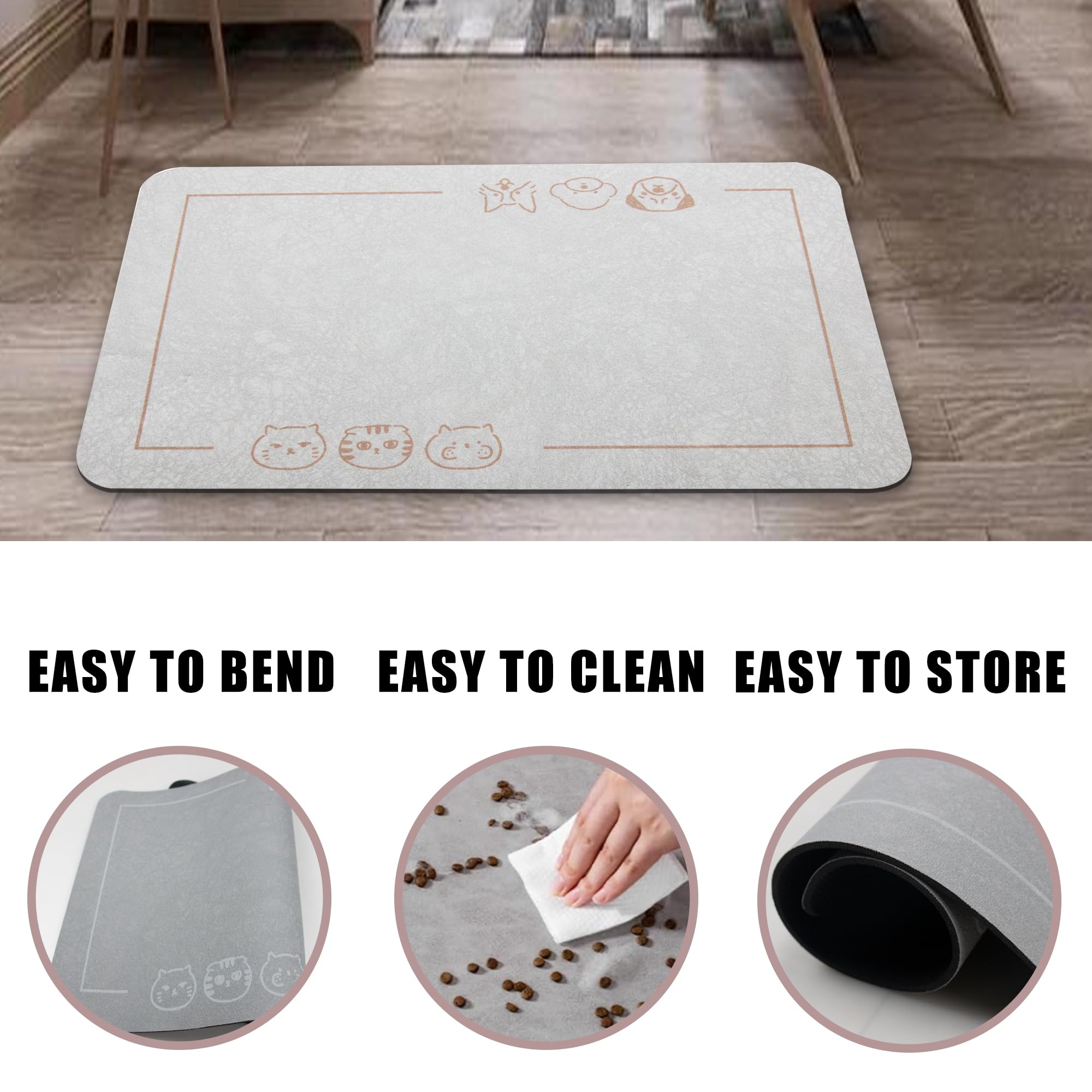 YCT Cat Pet Food Mat fits under bowls and feeders for tidy setup.