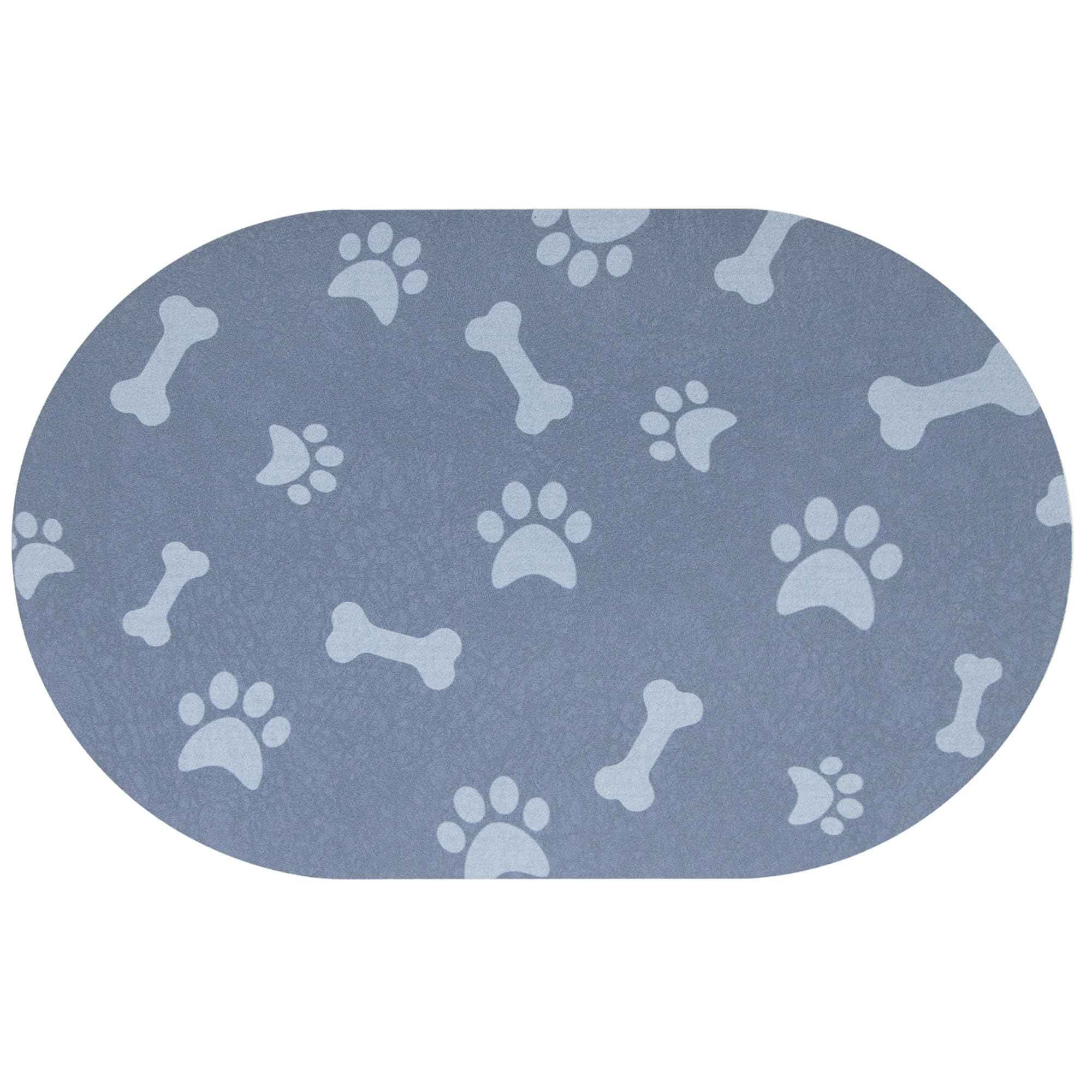 YCT mat shows absorbent surface catching drips around bowls for cleaner floors