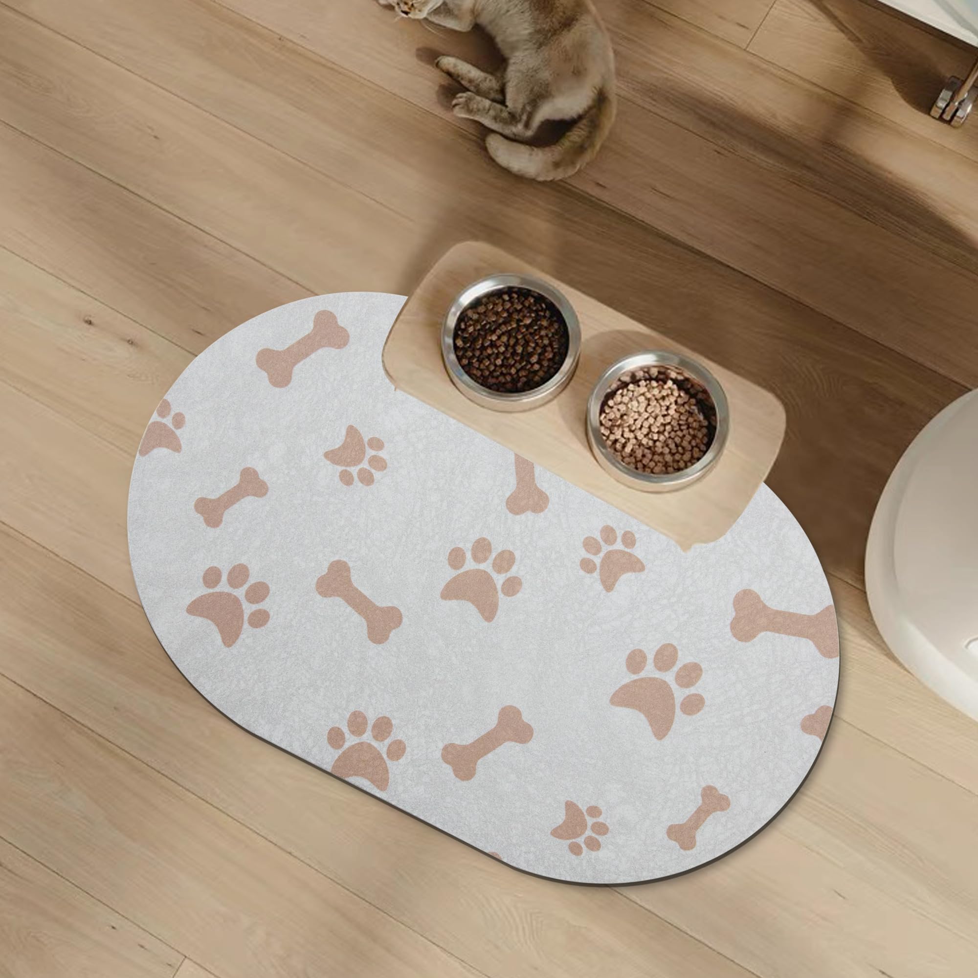YCT Dog Food and Water Mat non-slip backing keeps bowls stable during meals