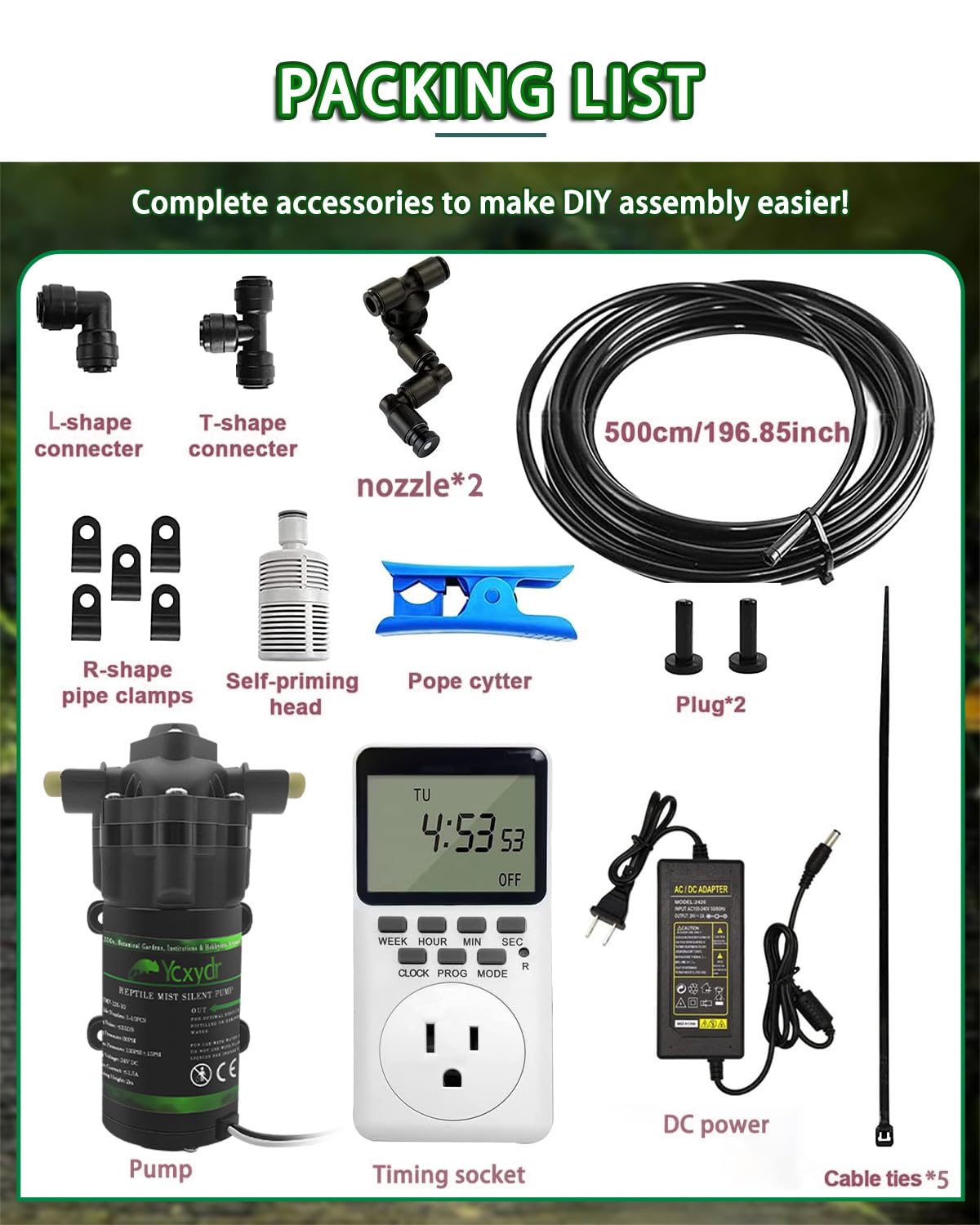 Ycxydr reptile mister system in-use with gecko terrarium setup