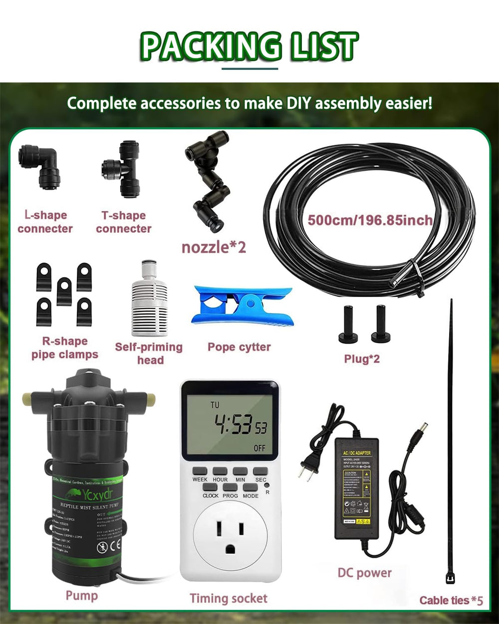 Ycxydr reptile mister system in-use with gecko terrarium setup