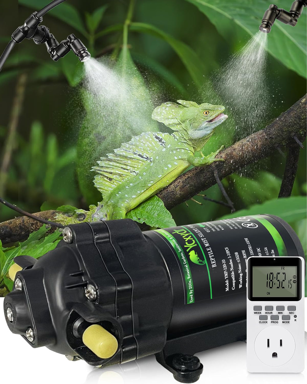 Ycxydr reptile mister system pump delivering steady humidity in terrarium