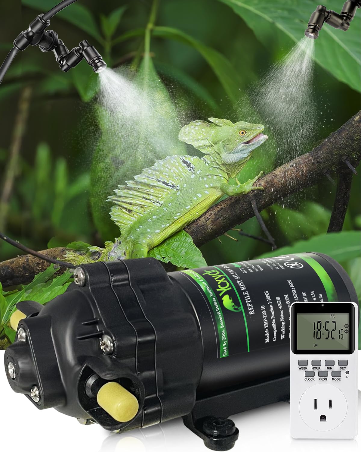 Ycxydr reptile mister system pump delivering steady humidity in terrarium