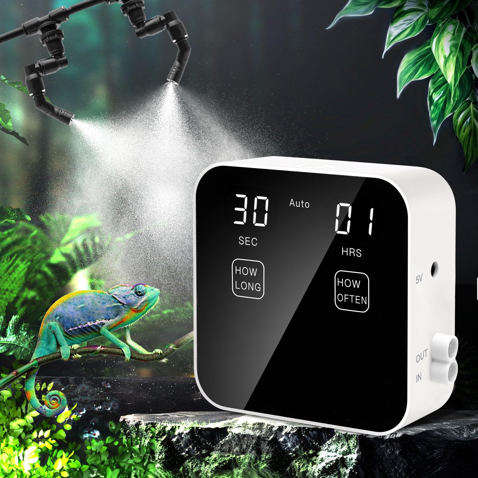 Ycxydr Reptile Misting System anti-drip nozzle reduces mess