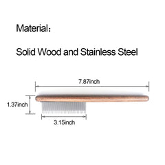 YDDPET dog comb with solid wood handle for gentle grooming