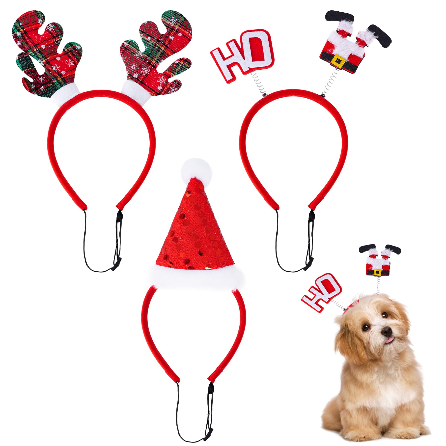 yeabwps pet Christmas headband Santa hat for festive photos