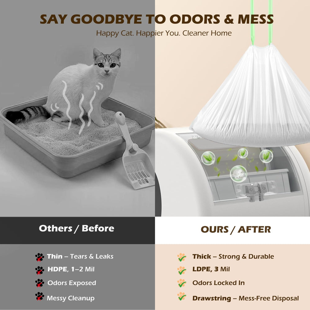 YEAHGO 30-pack cat litter liners ensures regular replacements in busy homes.