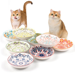 YEAHGO cat bowls set with eight colorful patterns boosts mealtime engagement for indoor cats