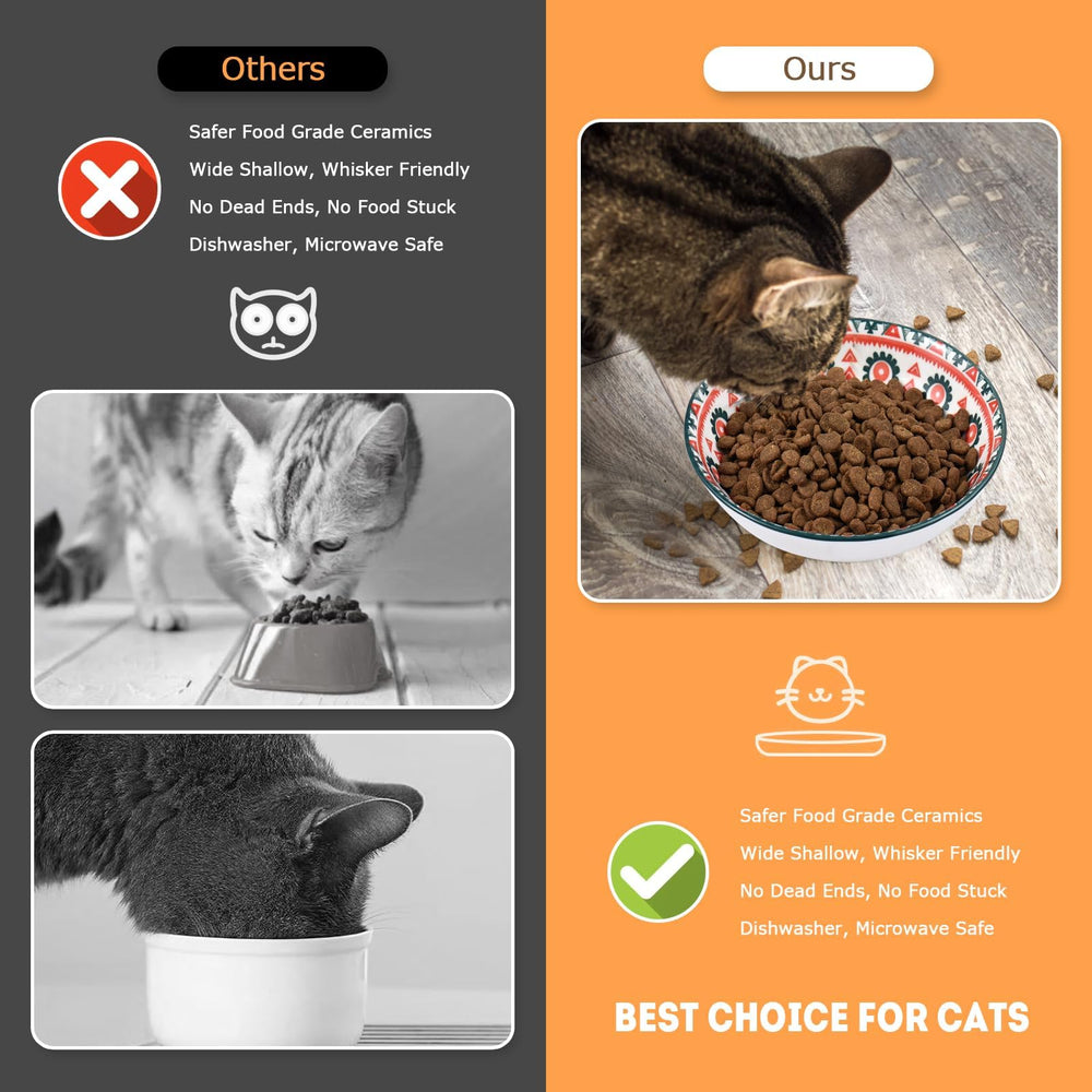 YEAHGO ceramic cat bowls stacked-display shows organized feeding for multi-cat homes.