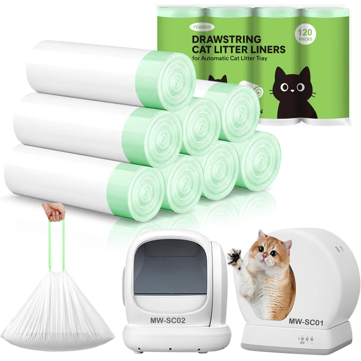 YEAHGO MeowWant-SC01 liner covers the waste drawer for clean disposal