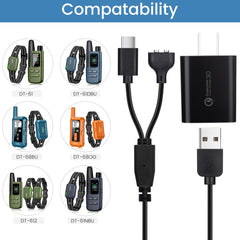YEAOI 18W power adapter paired with dual charger cables for uninterrupted training sessions