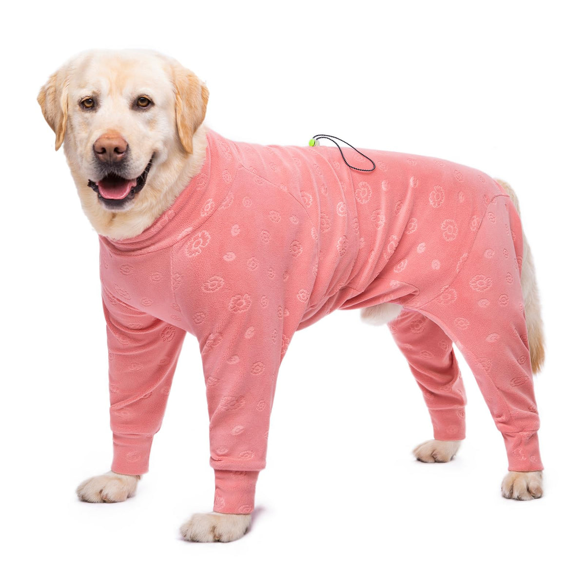 Yeapeeto dog coat pink outer view shows warm fleece for winter walks.