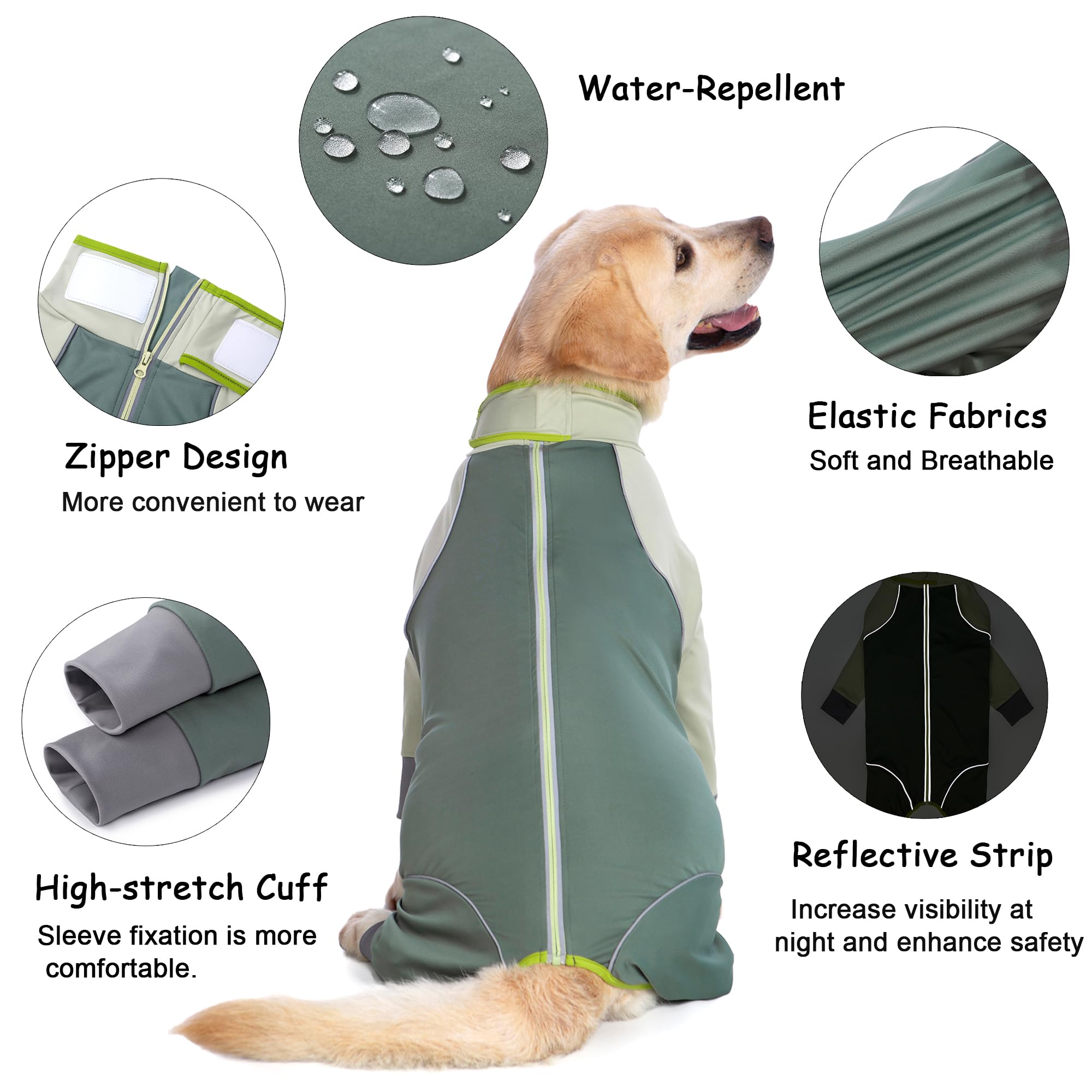 Yeapeeto Dog Onesie Coat 4-way stretch supports comfortable movement.