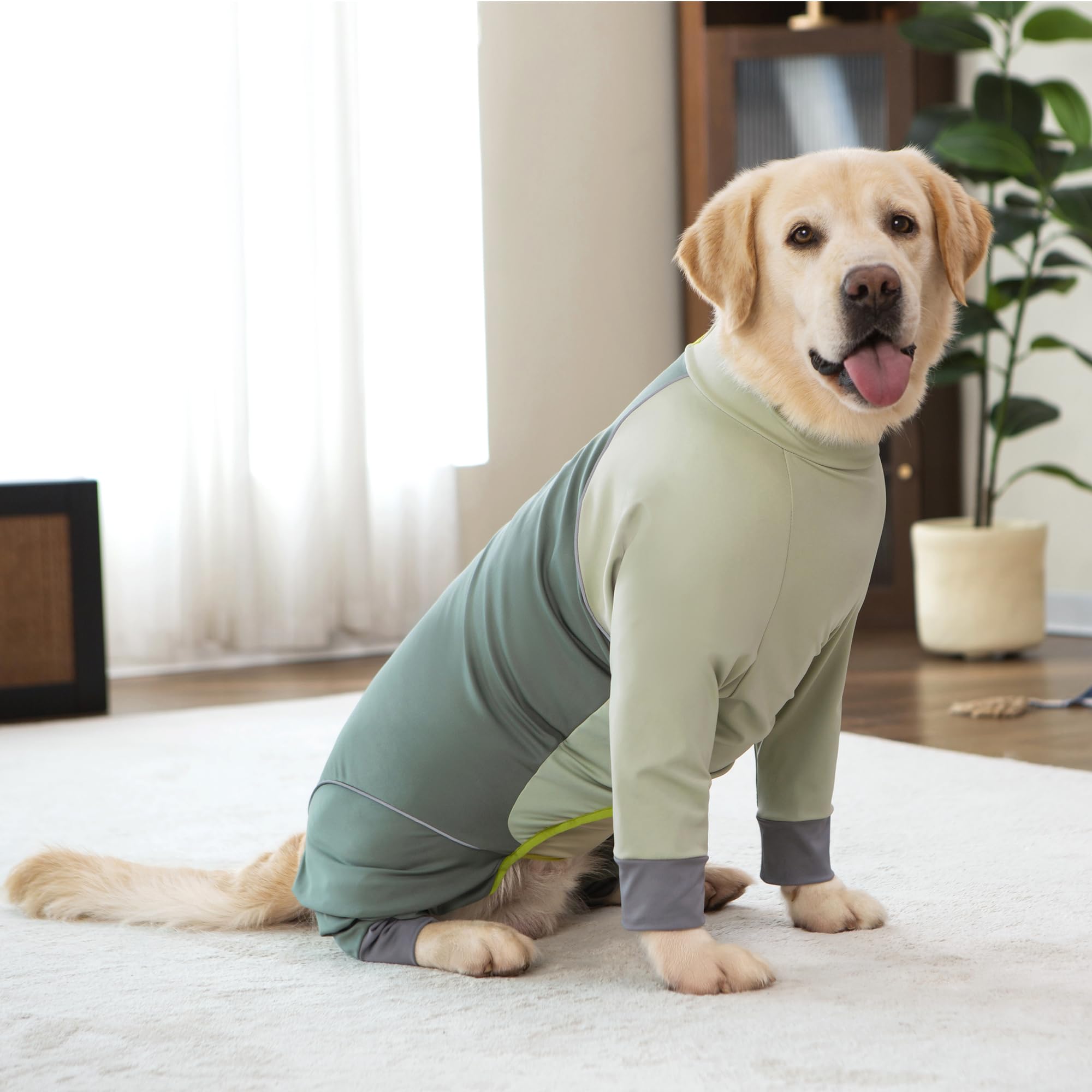 Yeapeeto Dog Onesie Coat size chart guides a proper fit.