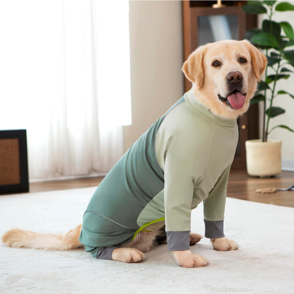 Yeapeeto Dog Onesie Coat size chart guides a proper fit.