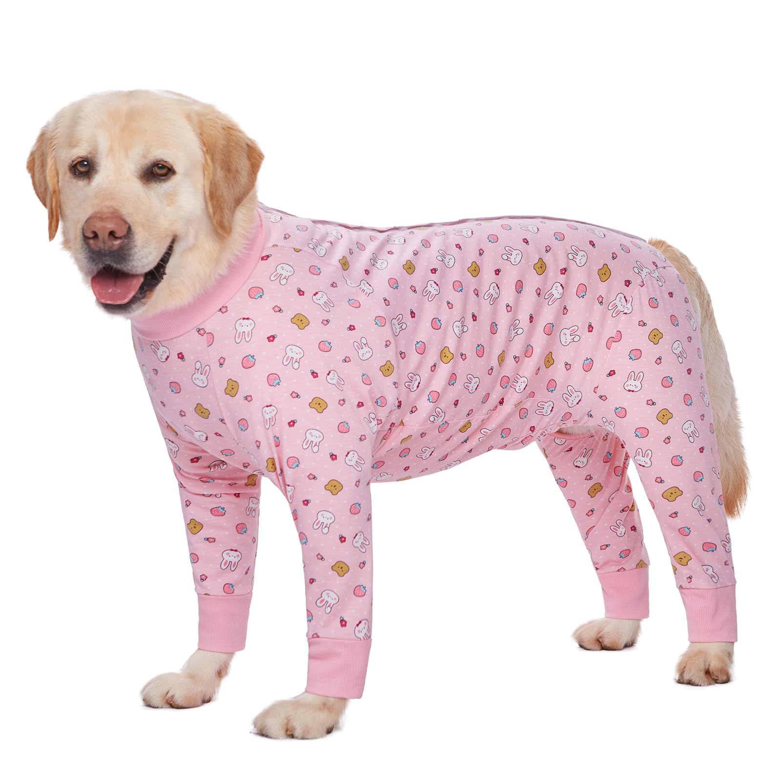 Yeapeeto recovery suit side view in pink bunny for post-surgery comfort