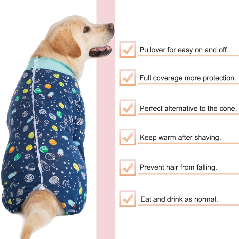 Yeapeeto Recovery Suit multi-use pajamas-style, keeps fur tidy indoors and during travel.