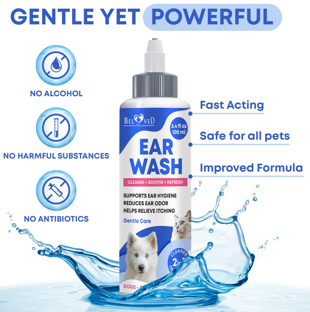 Yeast Otic Ear Cleaner Drops application for dogs demonstrates easy use on inflamed ears