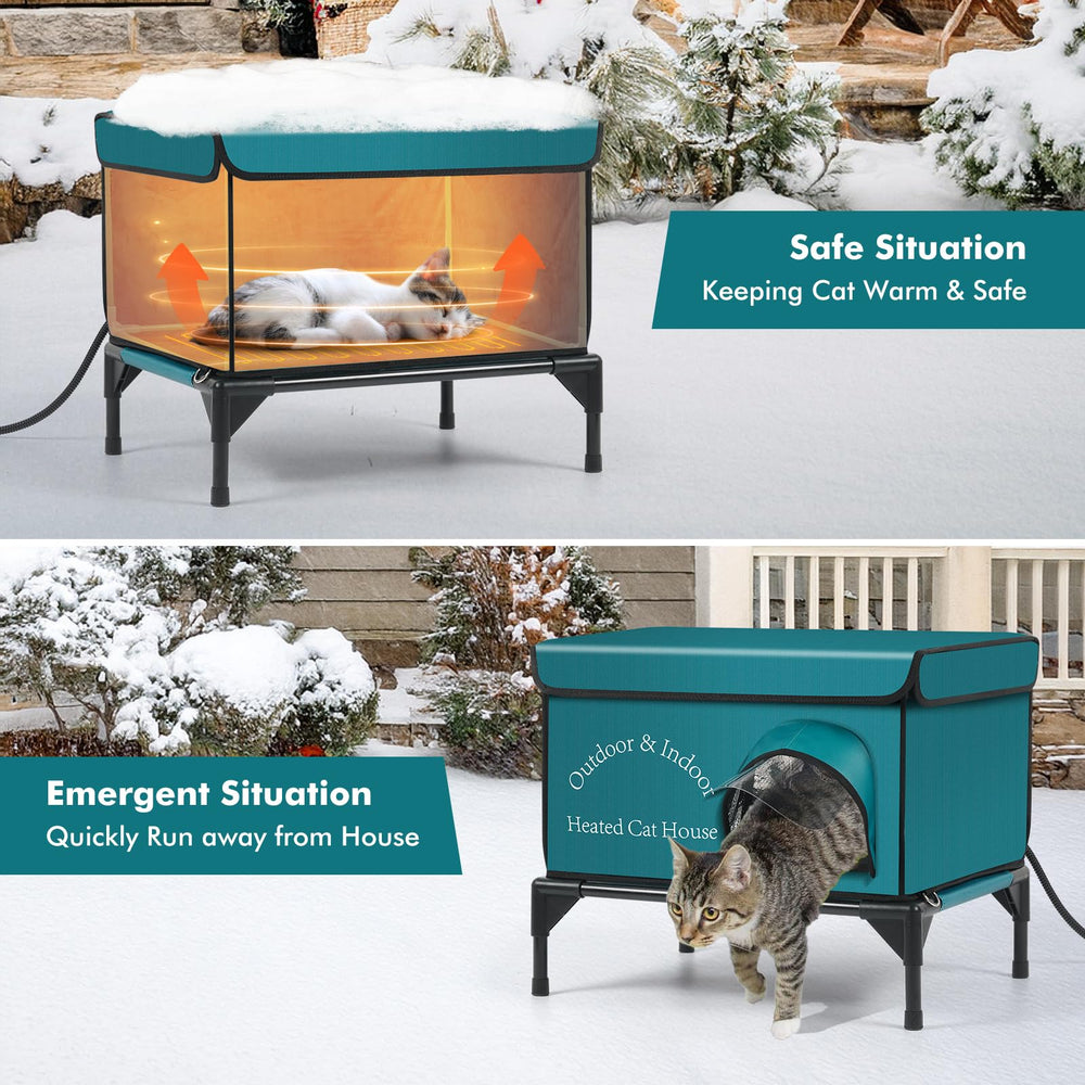 Yeatruojeet heated cat house tool-free assembly demonstrates quick setup process.