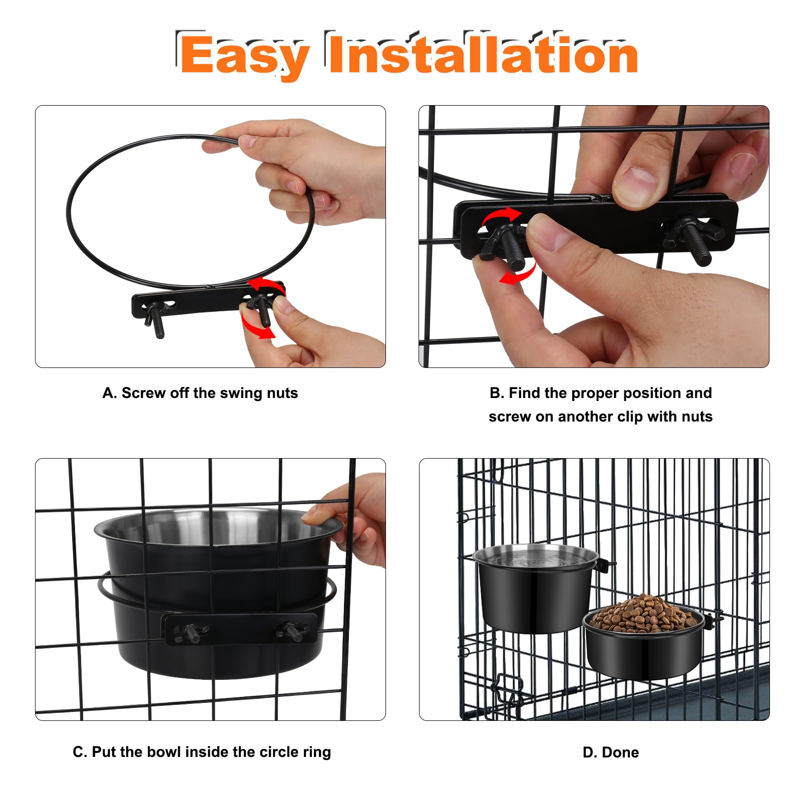 YECERCAN adjustable-height water bowl for comfortable crate feeding