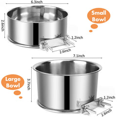YECERCAN dog crate bowl 40oz shown beside the 60oz for height comparison