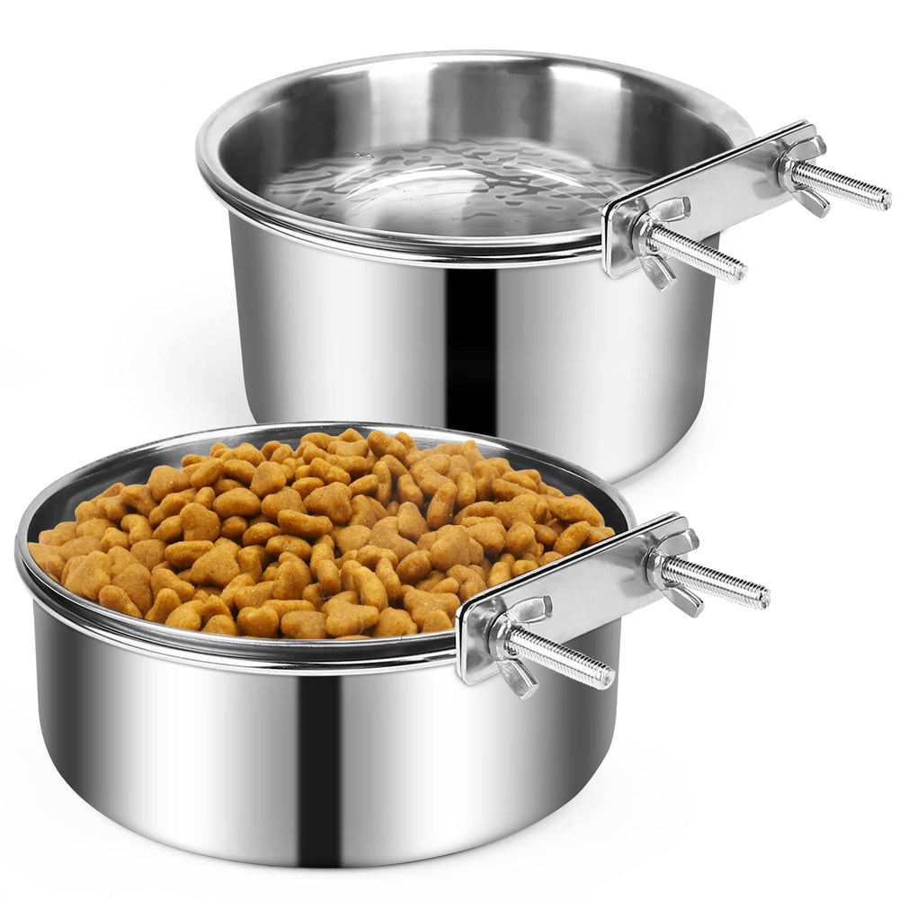 YECERCAN dog crate bowl 60oz in use with stabilizing ring for spill control
