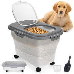 YECERCAN dog food container translucent body shows remaining kibble for easy refills.