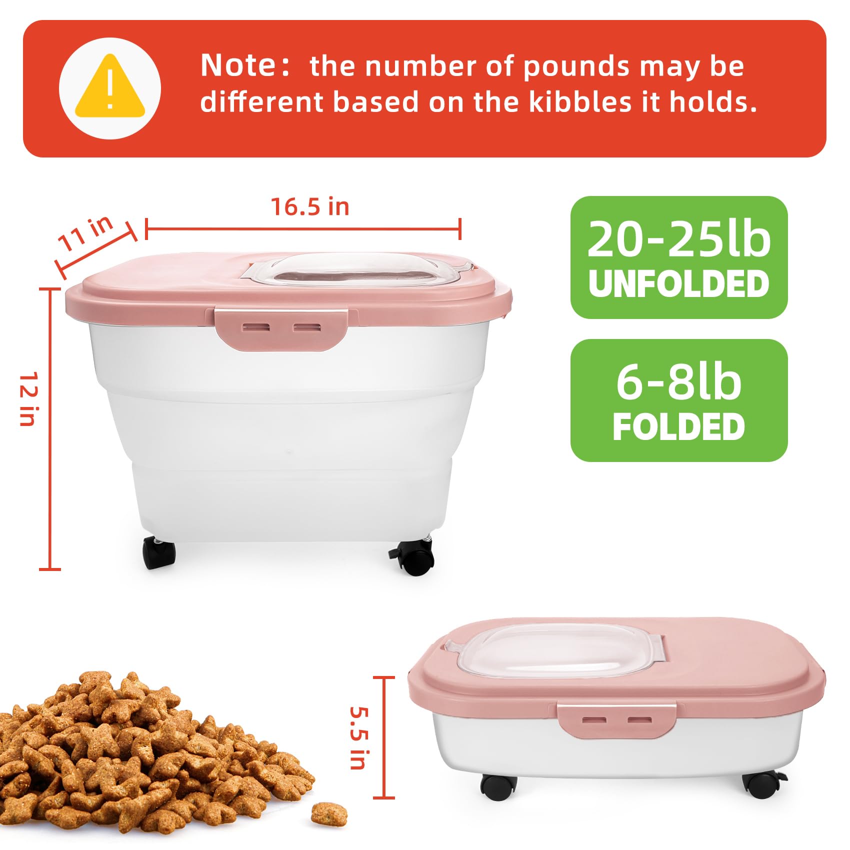 YECERCAN translucent pet food bin shows remaining kibble at a glance.