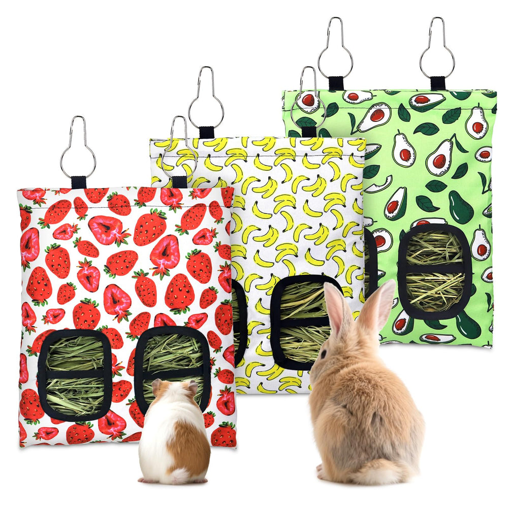 YedsIntu 3-pcs rabbit hay feeder set hanging keeps hay organized and waste down.