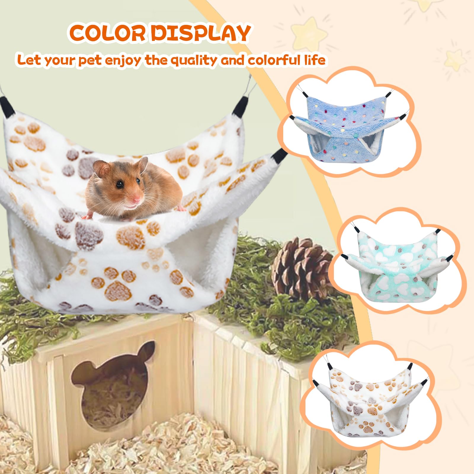 YedsIntu Guinea Pig Hammock with durable metal hooks stays securely in cages.