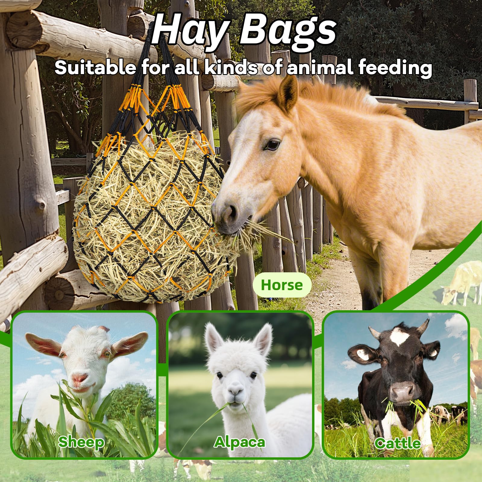 YedsIntu durable material hay bag withstands daily horse use
