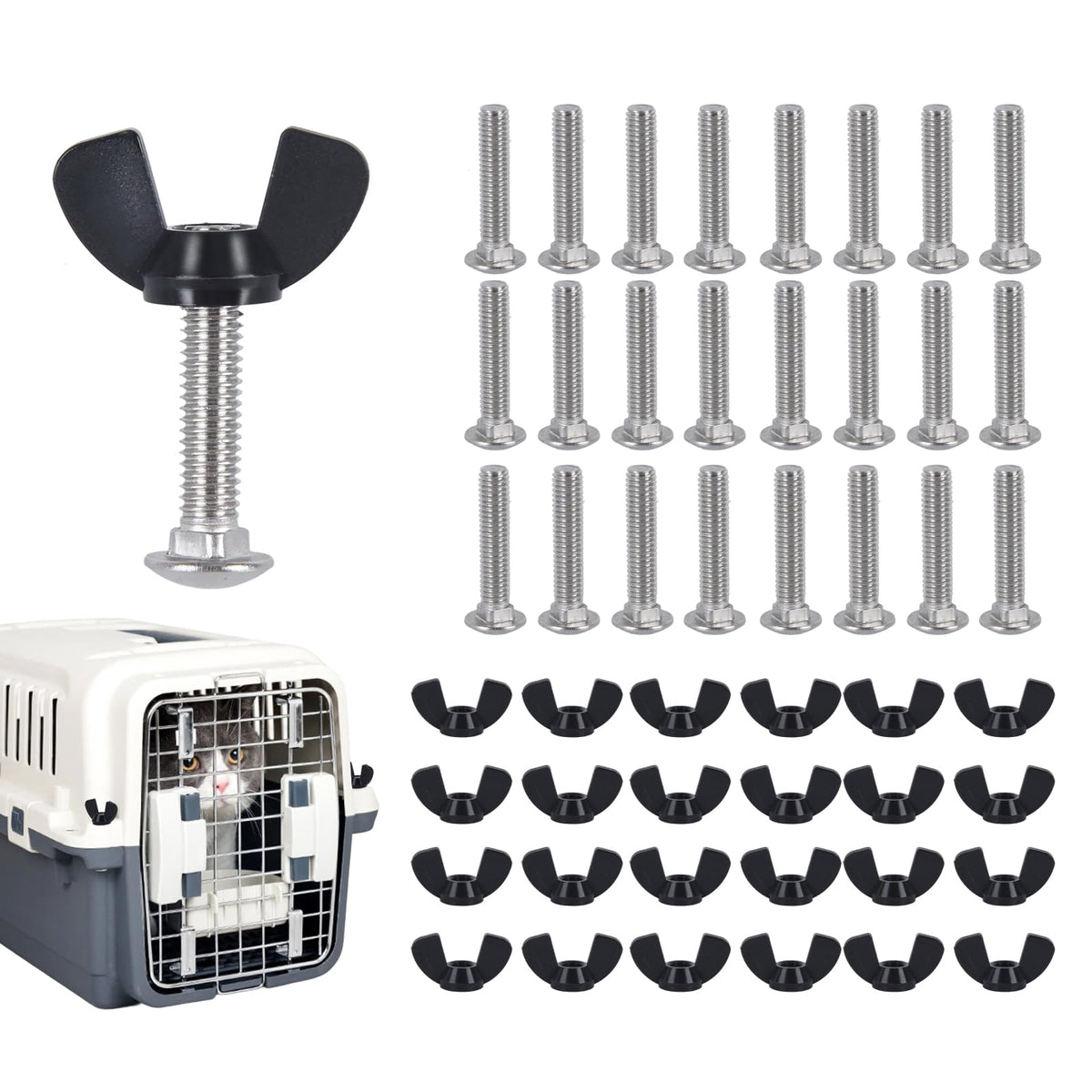 YeeBeny 24-pack pet carrier fasteners kit ready for durable cage repairs