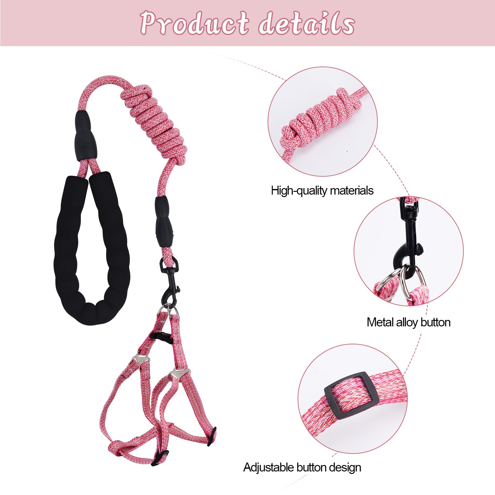 YeeBeny mini pig harness telescopic belt shows adjustable length.