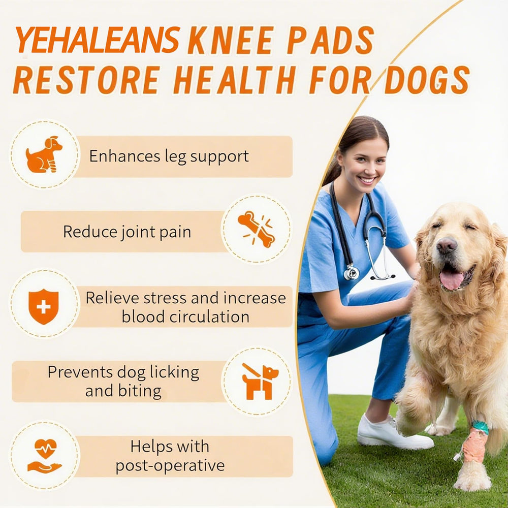YEHALEANS dog knee brace side-profile provides adjustable fit for hind leg support.