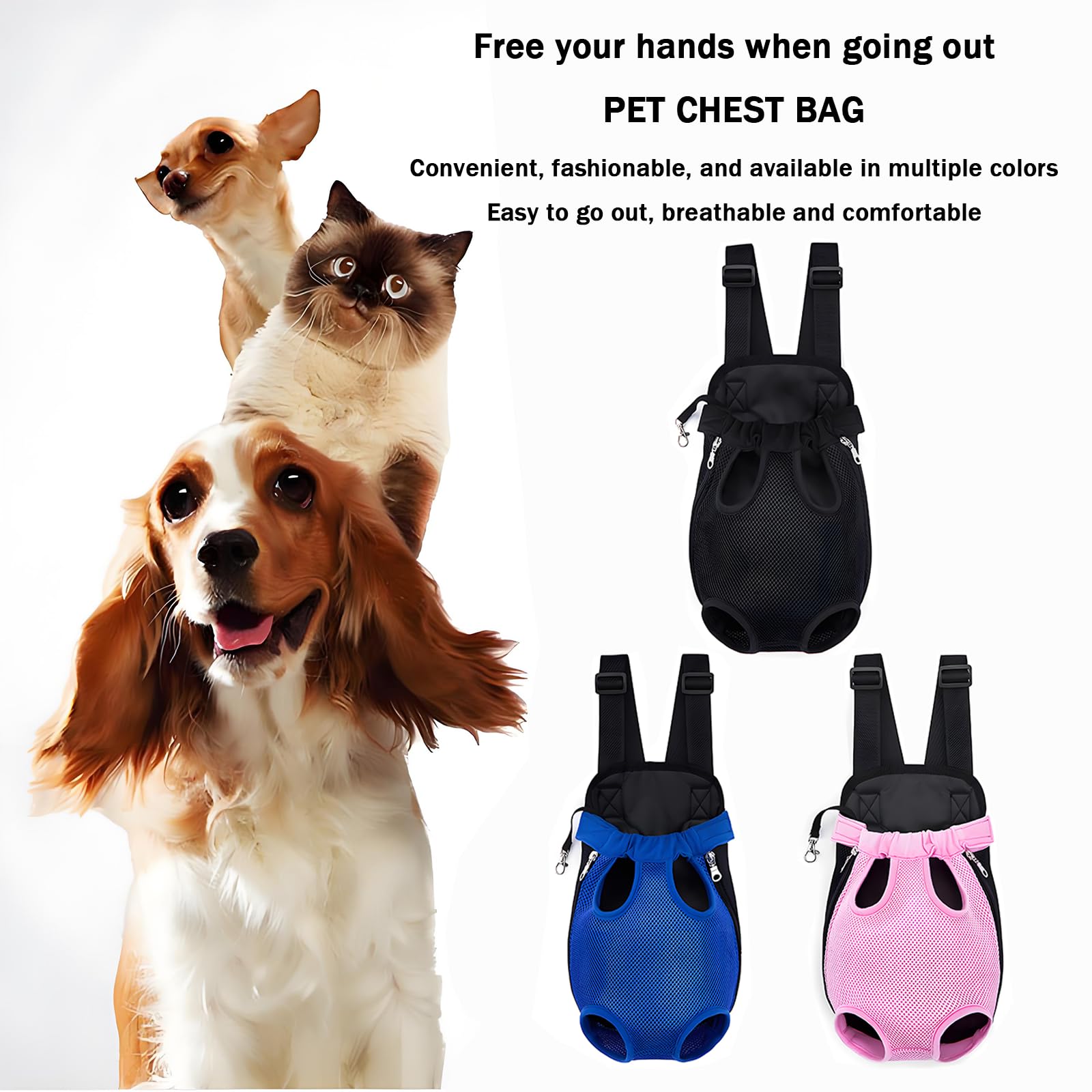 Yehenarn Mochila portamascotas con huecos para patas y cola para libertad de movimiento.