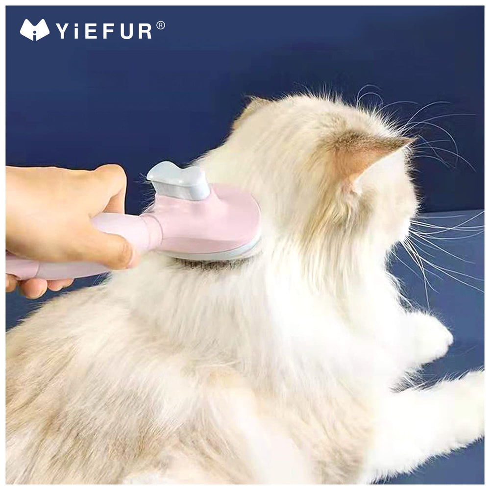 YiEFUR brush providing a soothing massage while removing loose fur.